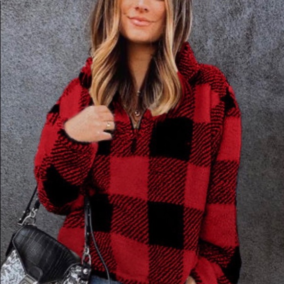 Jackets & Blazers - Cozy soft plaid pull over